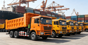 Chinese Mining Trucks Loading for Global Sea Shipment