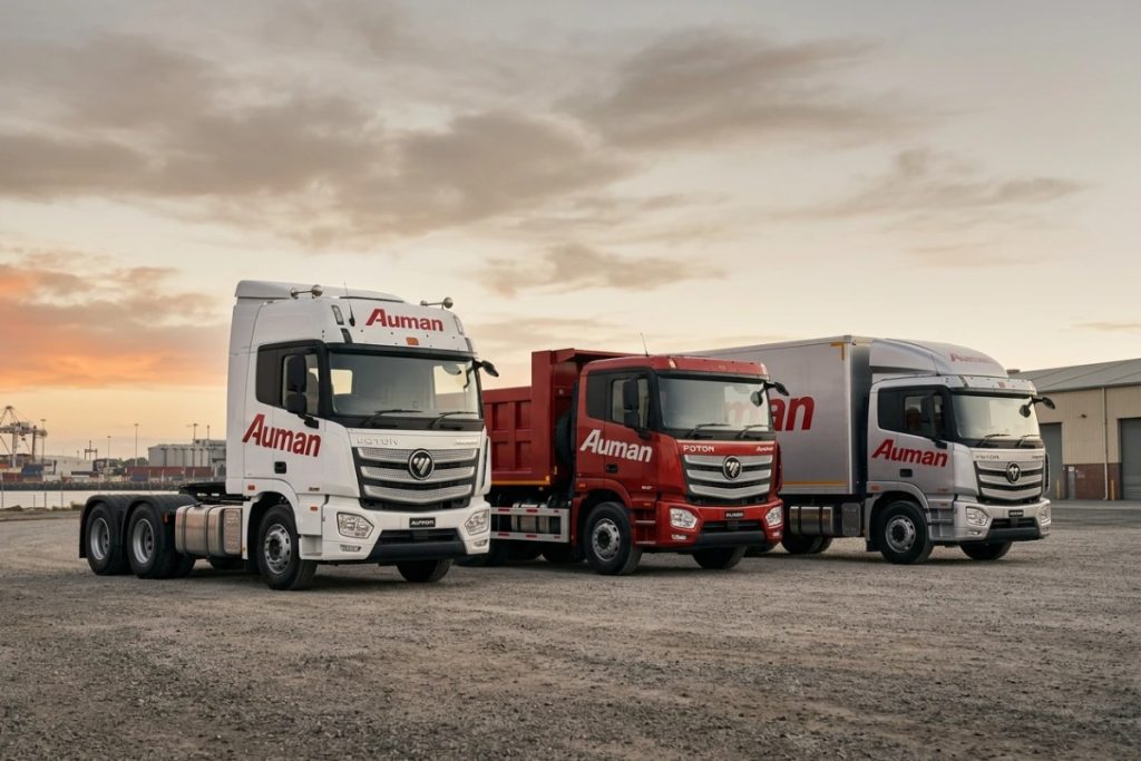Foton Auman truck poleview_hero_fleet_lineup_at_dawn