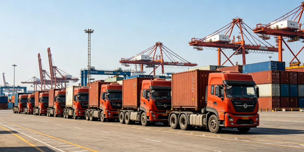 chinese-heavy-trucks-port-loading
