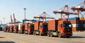 chinese-heavy-trucks-port-loading