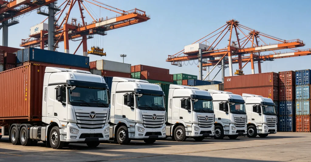 chinese-trucks-port-loading-export