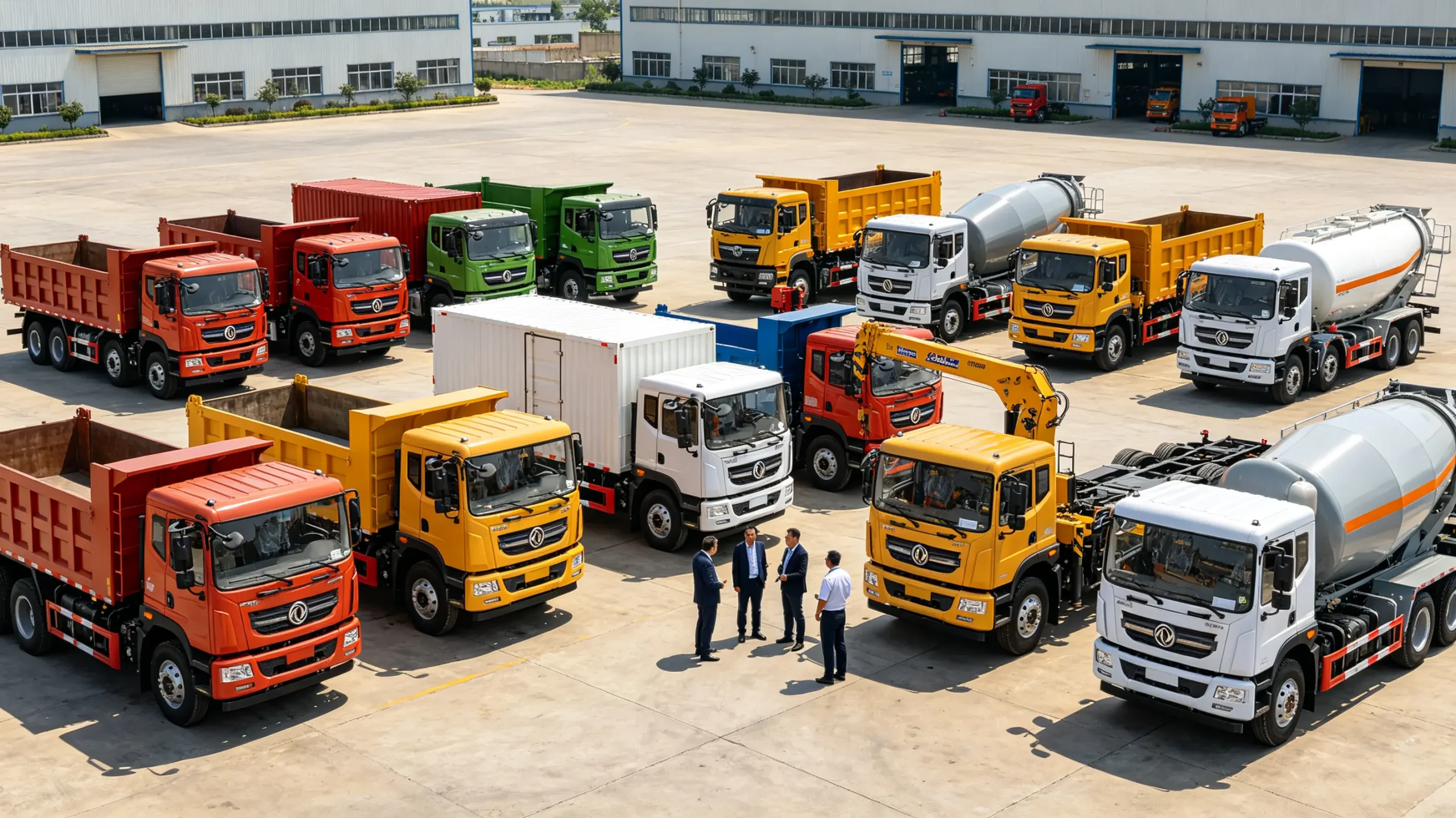 Chinese flat-cab truck model matrix for construction, logistics and special applications